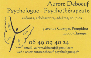 carte de visite d'Aurore Deboeuf, psychologue Quimper, 06 49 09 40 24